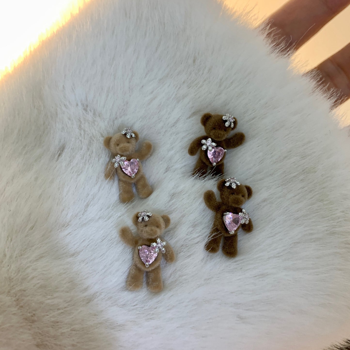 Basia Cute Bear Flocked Stud Earrings(2 Colors)