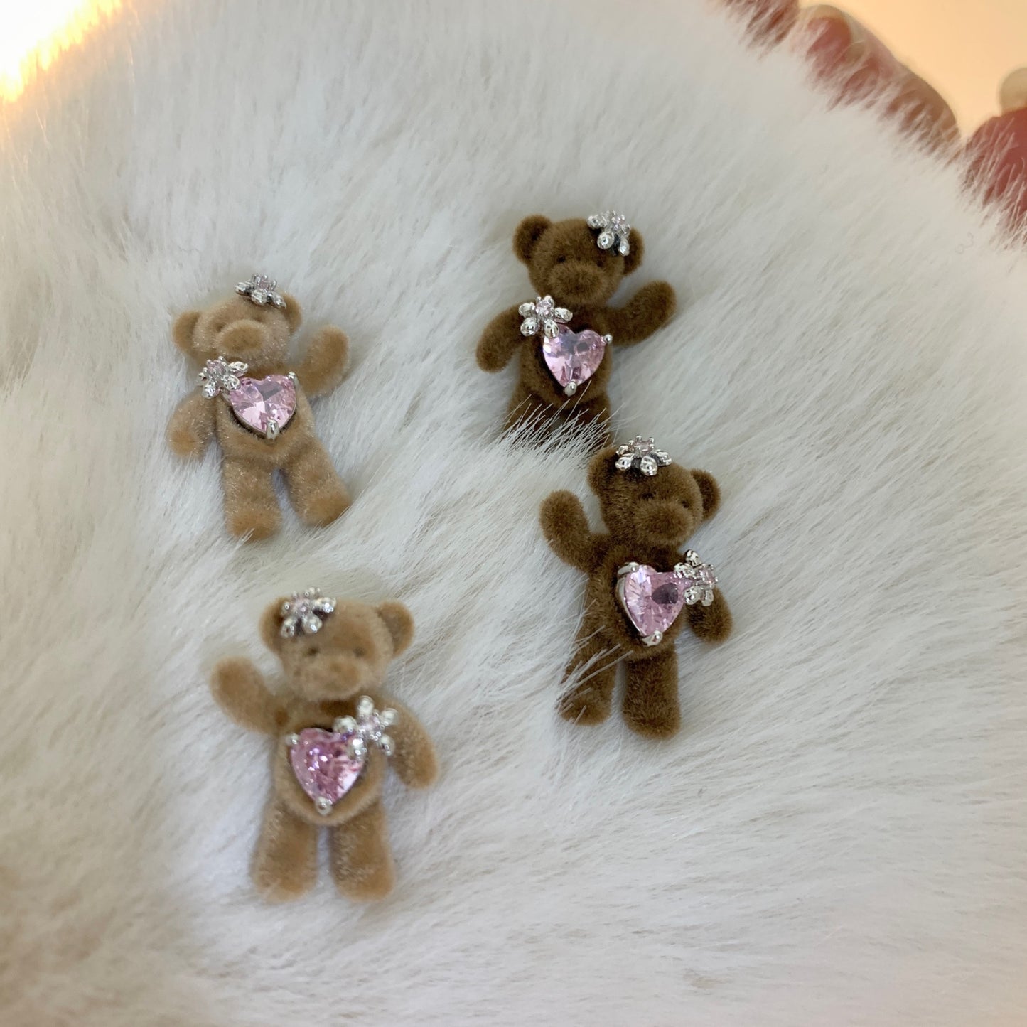 Basia Cute Bear Flocked Stud Earrings(2 Colors)