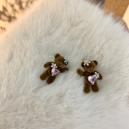 Basia Cute Bear Flocked Stud Earrings(2 Colors)