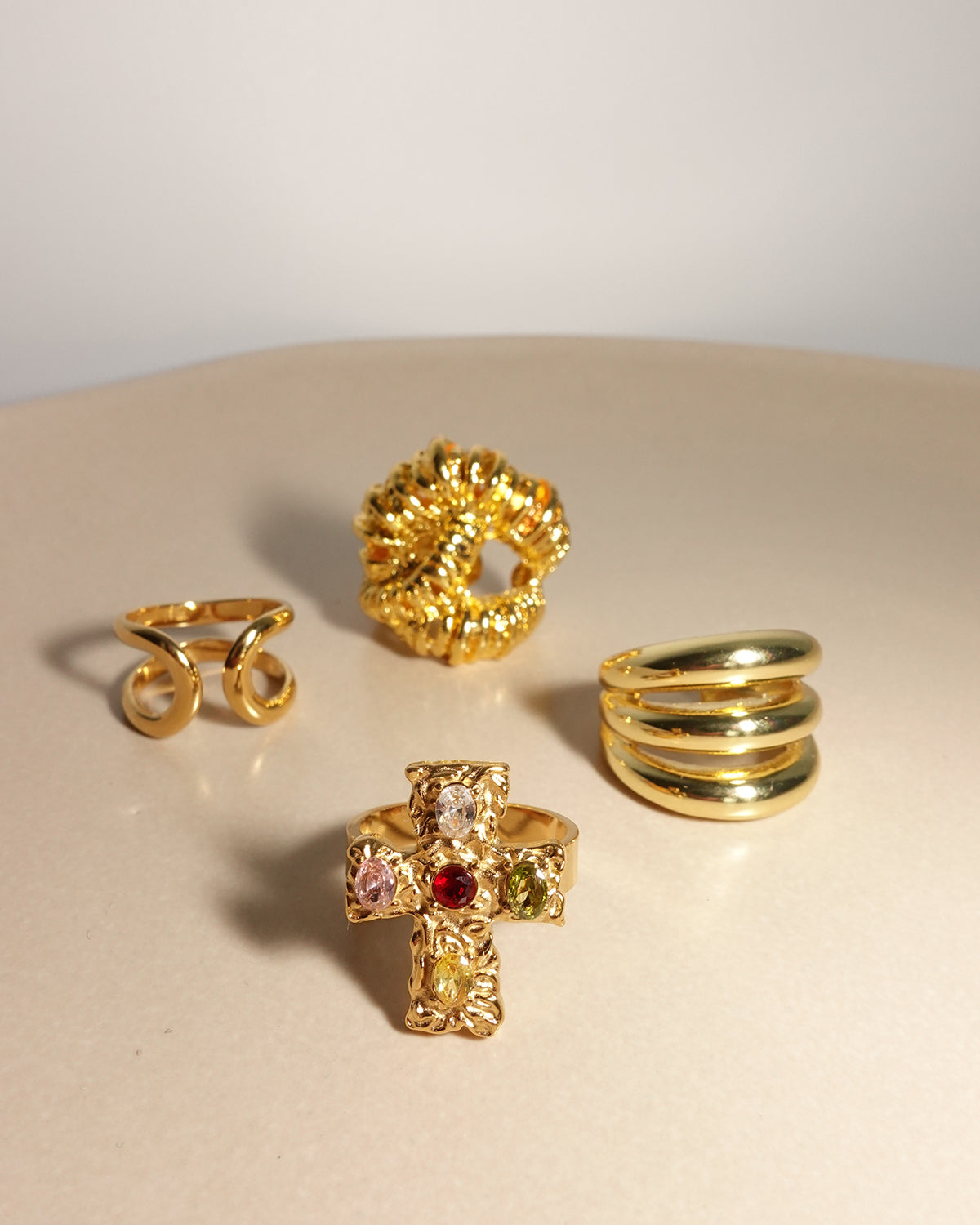 Celeste Cross Golden Ring