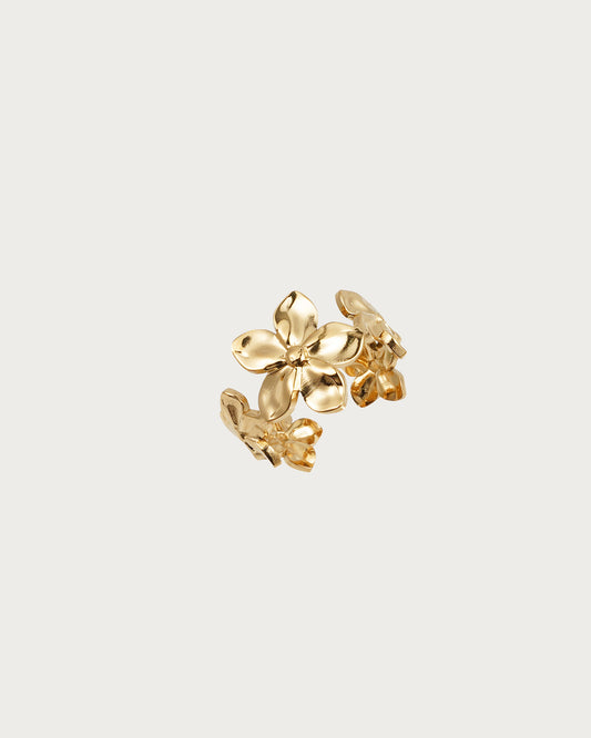 Poppy Flower Cuff Golden Ring