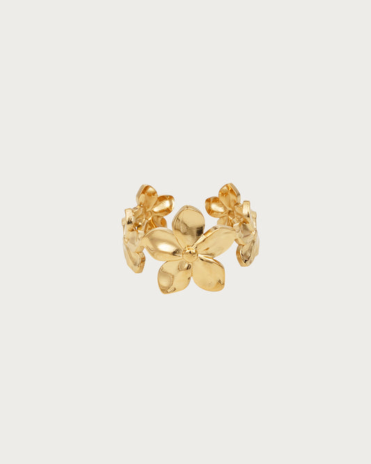 Poppy Flower Cuff Golden Ring