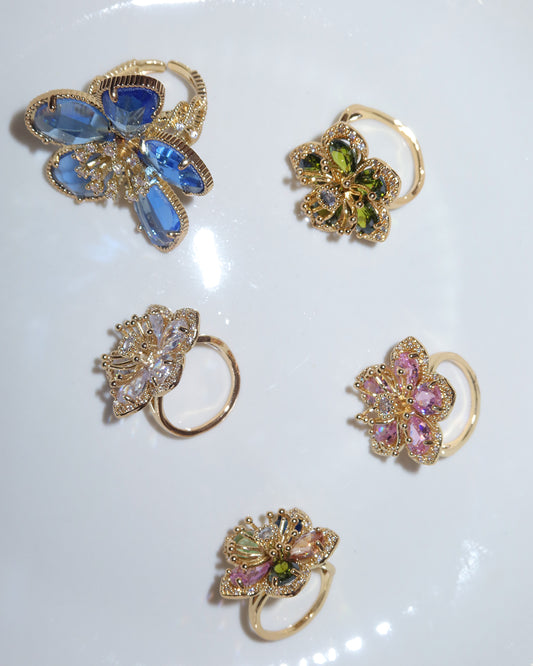 Denise Colorful Flower Golden Ring