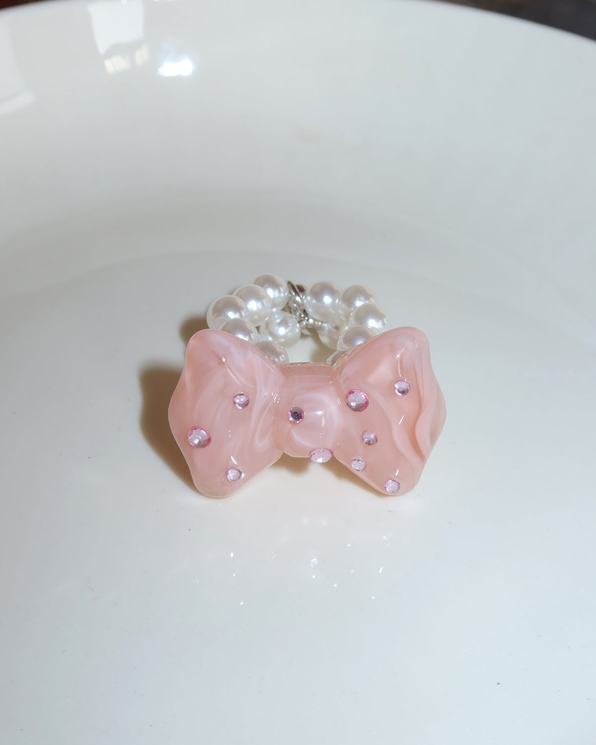 Pag Double Layer Pearl Bow Ring