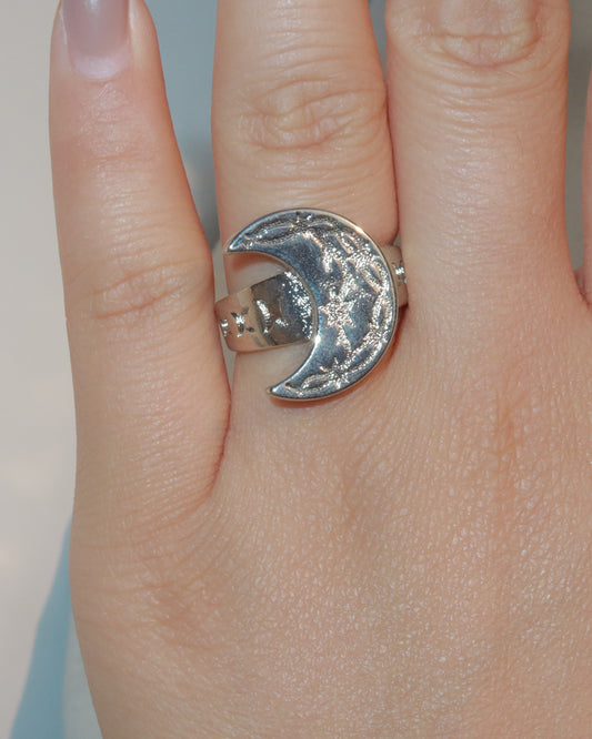 Crescent Moon Silver Ring