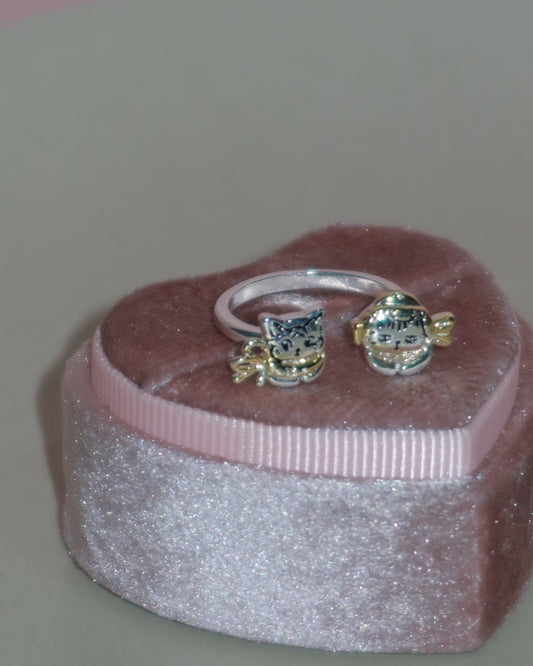 Meroy Minimal Cat Silver Ring