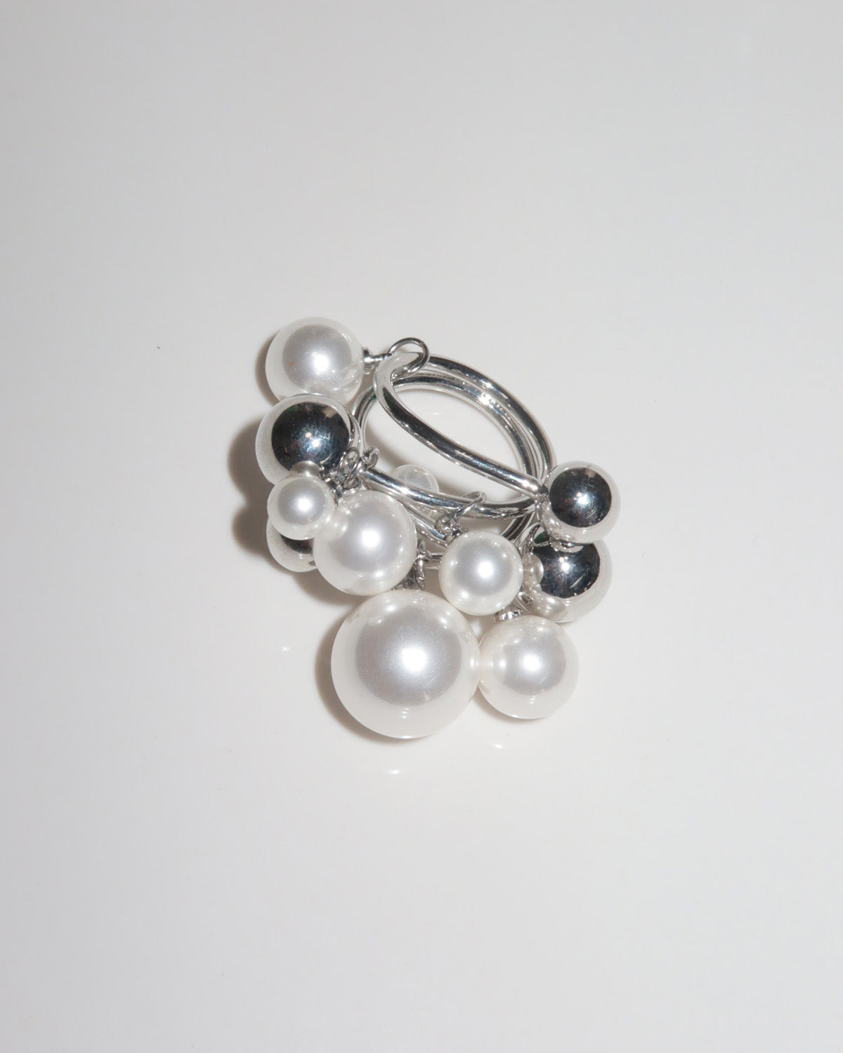 Talia Floating Pearl Silver Ring