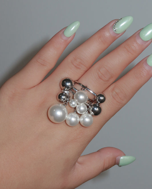 Talia Floating Pearl Silver Ring
