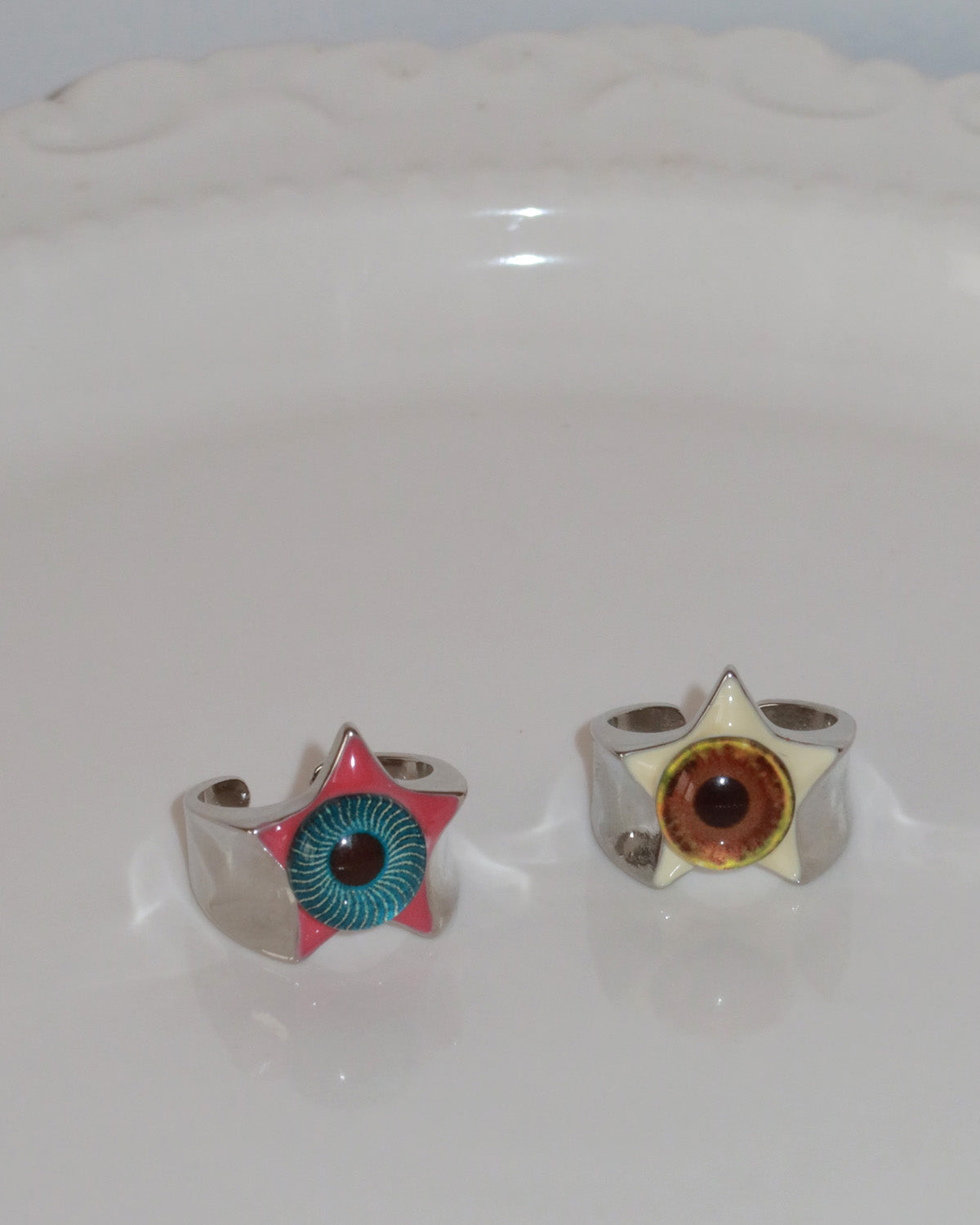 Oculis Eyeball and Yellow Star Silver Statement Ring