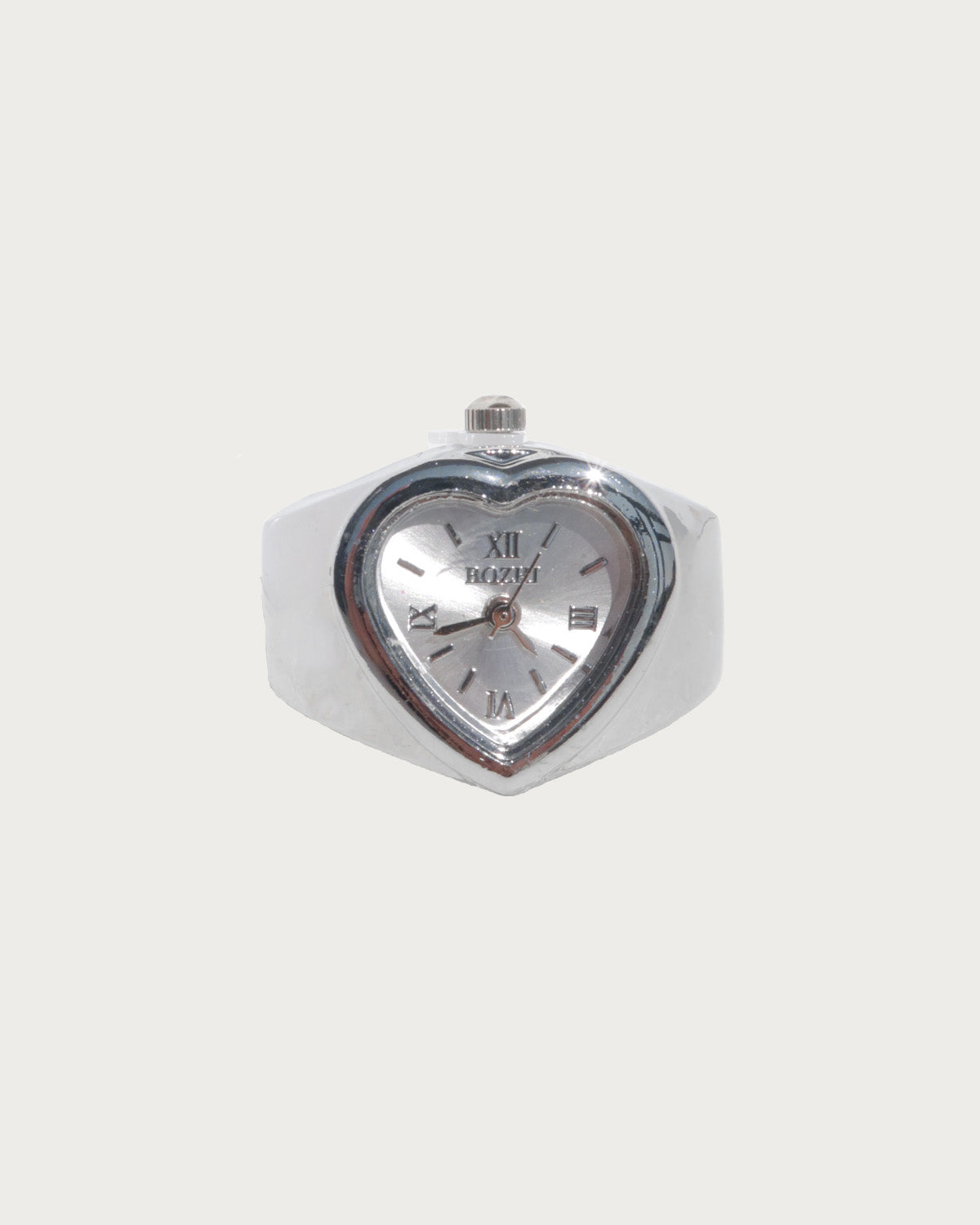 Tempora Vintage Pink Heart Shaped Silver Watch Ring