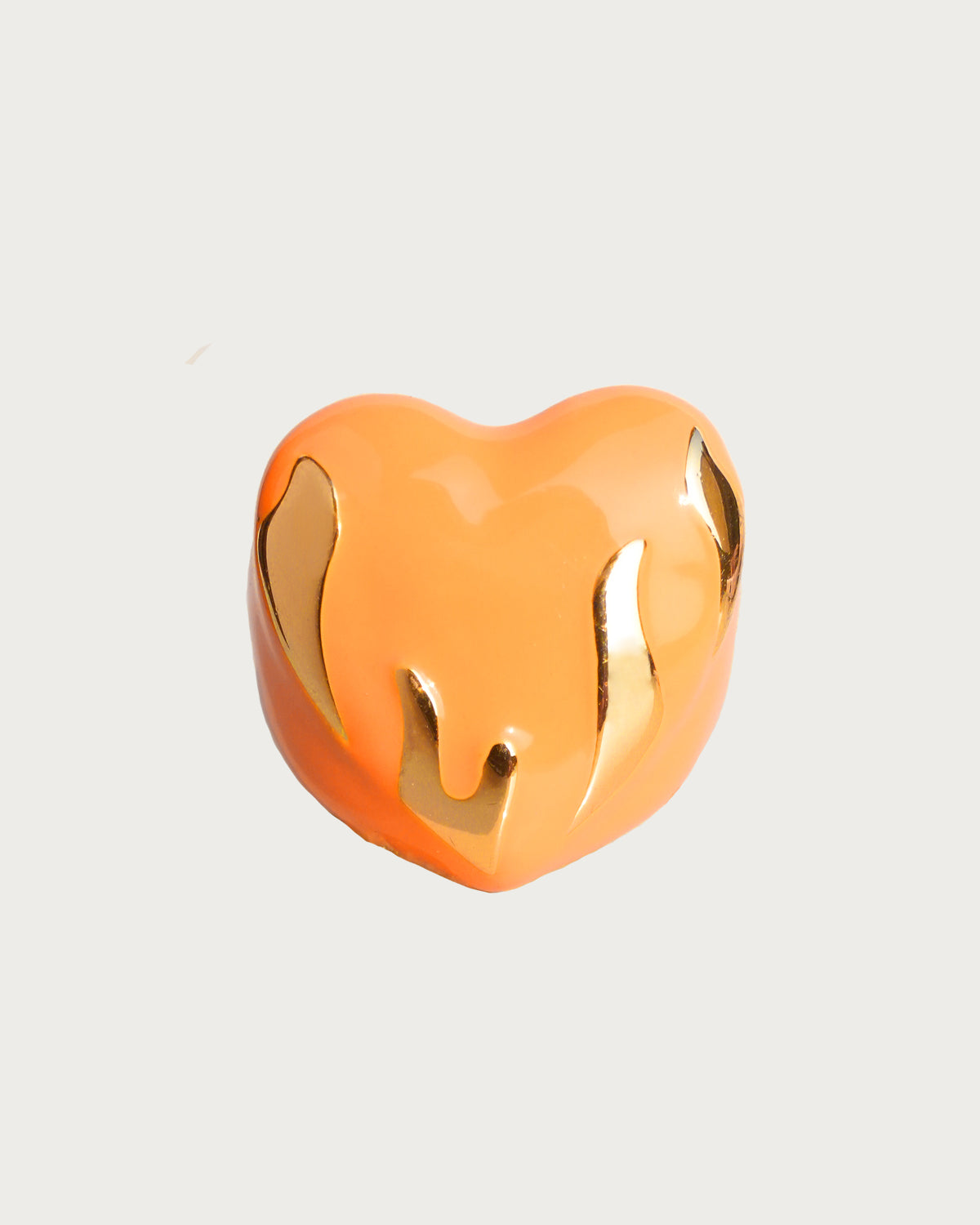 Pamela Enamel Heart Flame Pumpkin Orange Ring