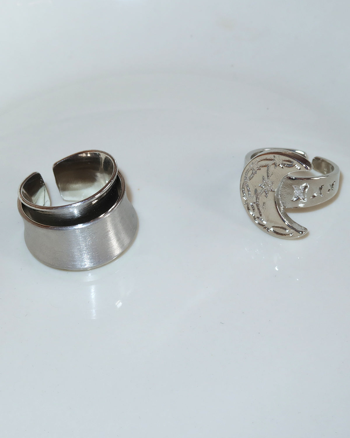 Queena Brushed Double-Layer Silver Ring