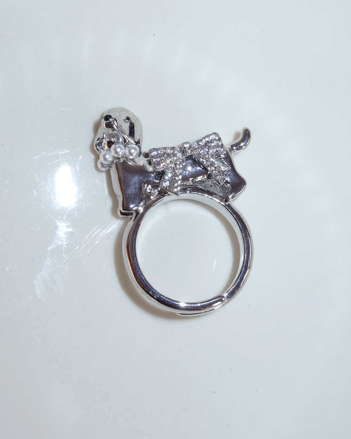 Gail Cute Puppy Silver Ring