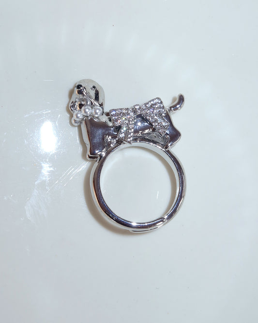 Gail Cute Puppy Silver Ring