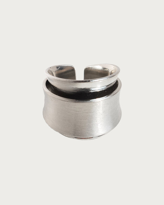 Queena Brushed Double-Layer Silver Ring