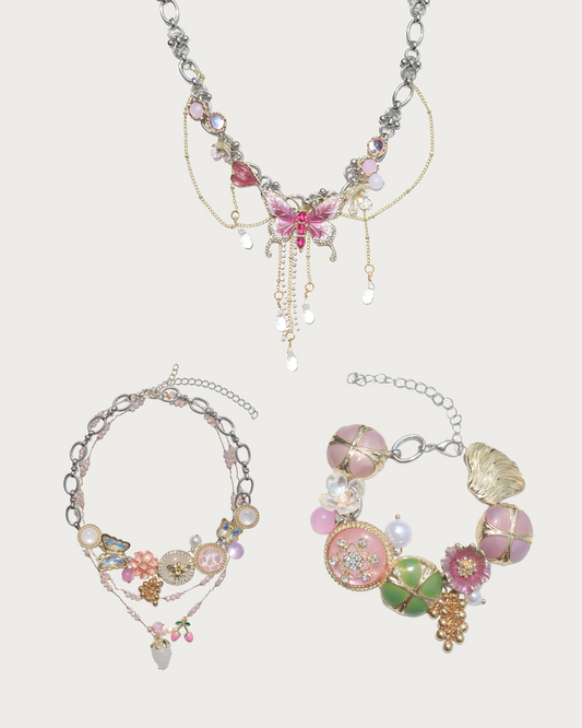 Laurel & Maelis & Rosalie Enchanted Butterfly & Clover Silver Jewelry Set