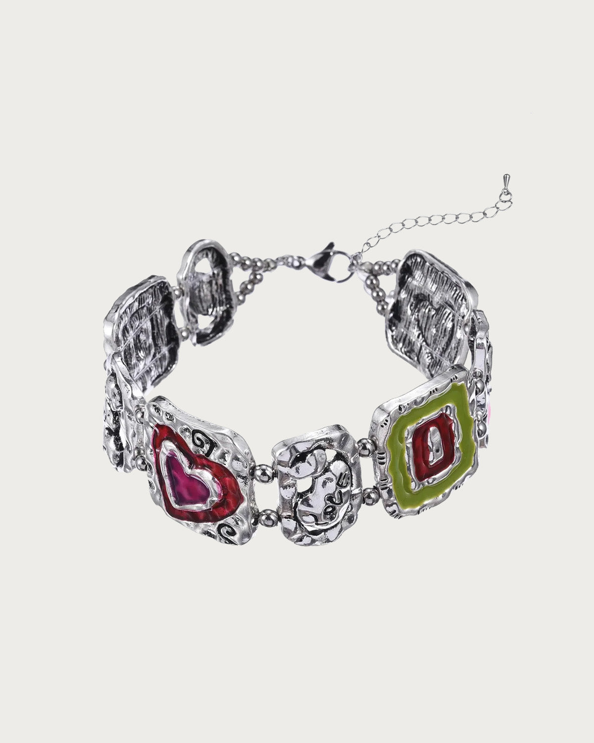 Stevie Love Candy Heart Graffiti Silver Bracelet