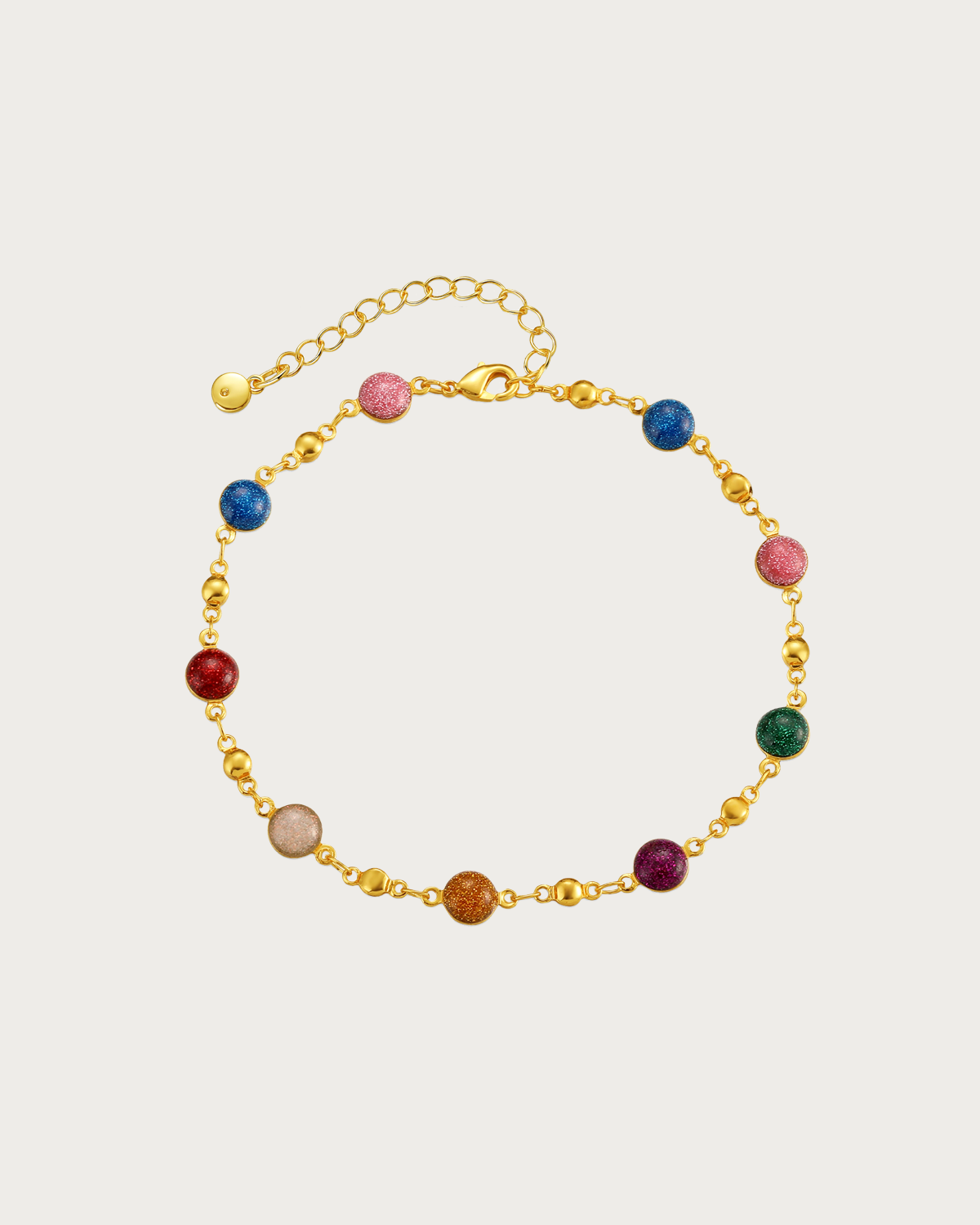 Rainbow Circle Enamel Beaded Golden Bracelet