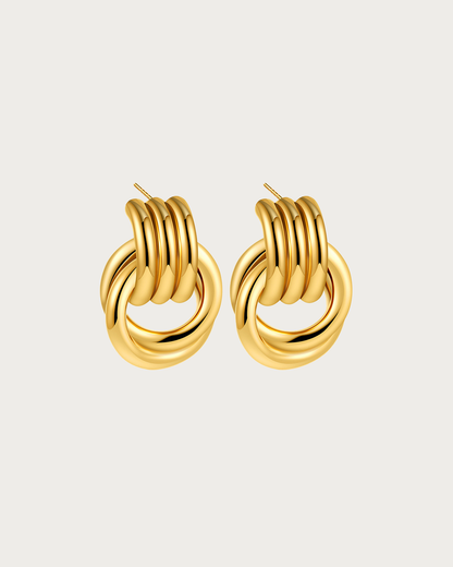 Lisa Triple Stacked Golden Stud Earrings