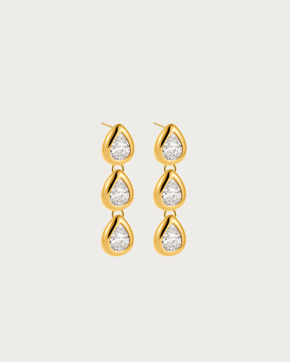 Beryl Tear Linear Golden Drop Earrings