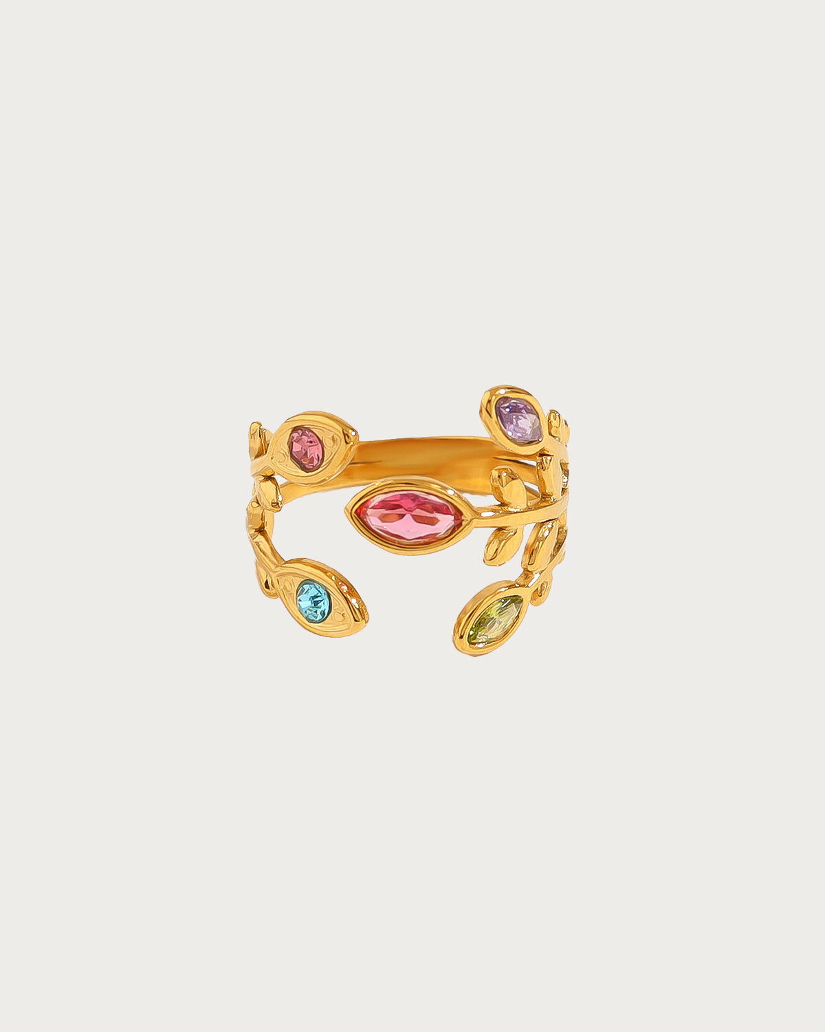 Anillo de hoja dorada