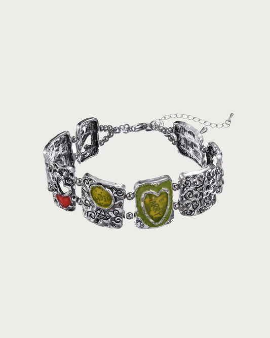 Stevie Rich Candy Heart Graffiti Silver Bracelet