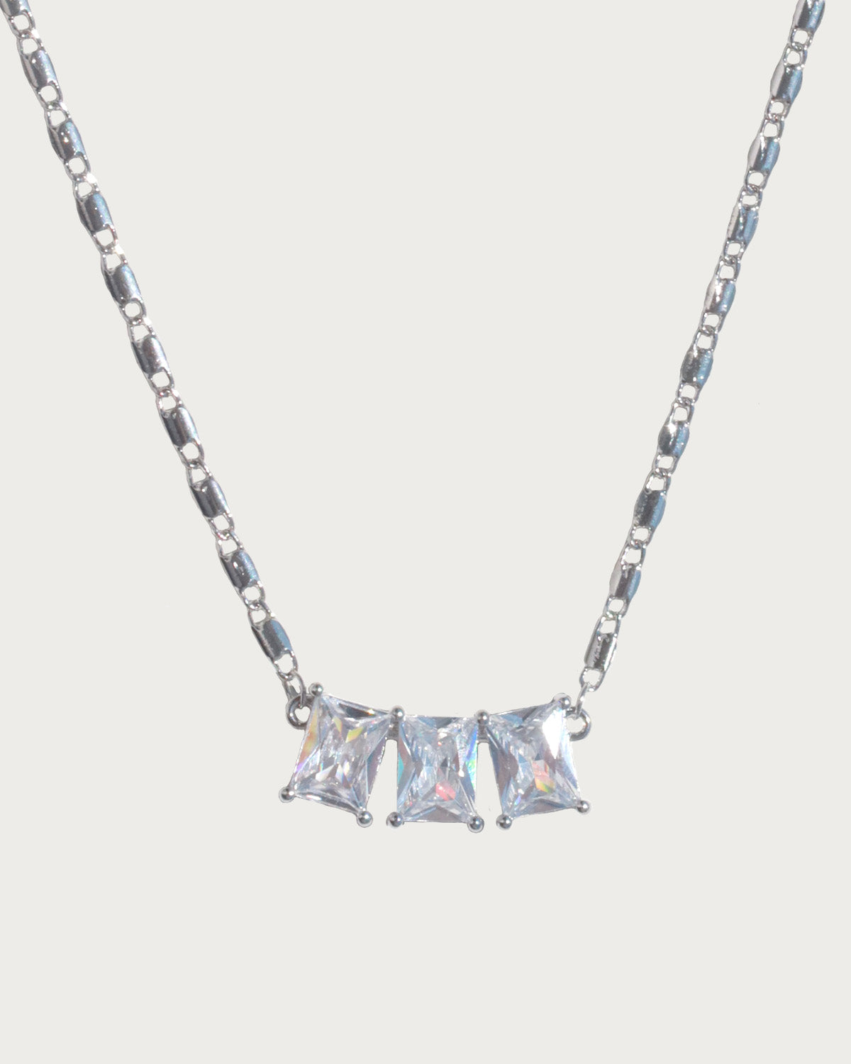 Lumiere Triple Zirconia Golden Chain Necklace