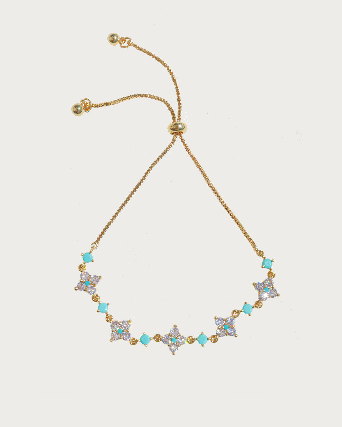 Cloverly Four-Petal Flower Golden Pull Cord Bracelet