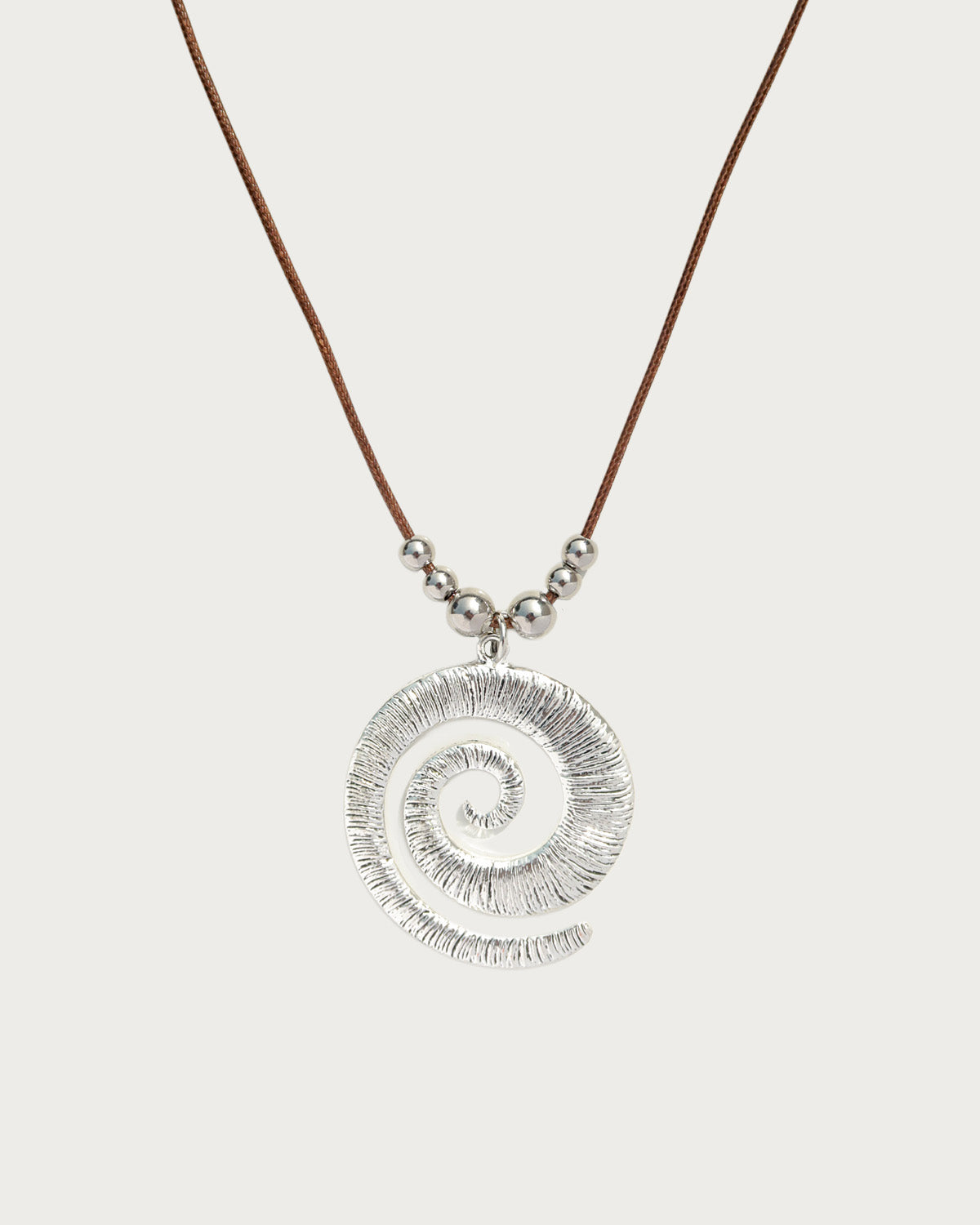 Xenia Spiral Cord Silver Pendant Necklace