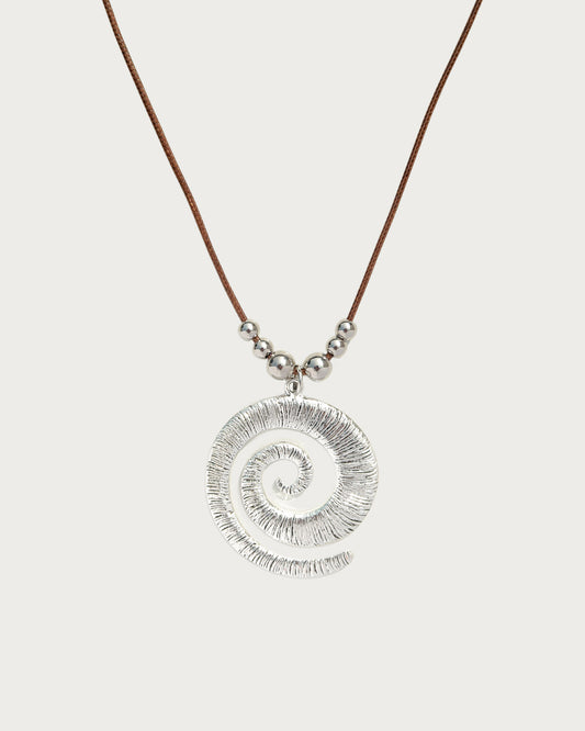 Xenia Spiral Cord Silver Pendant Necklace