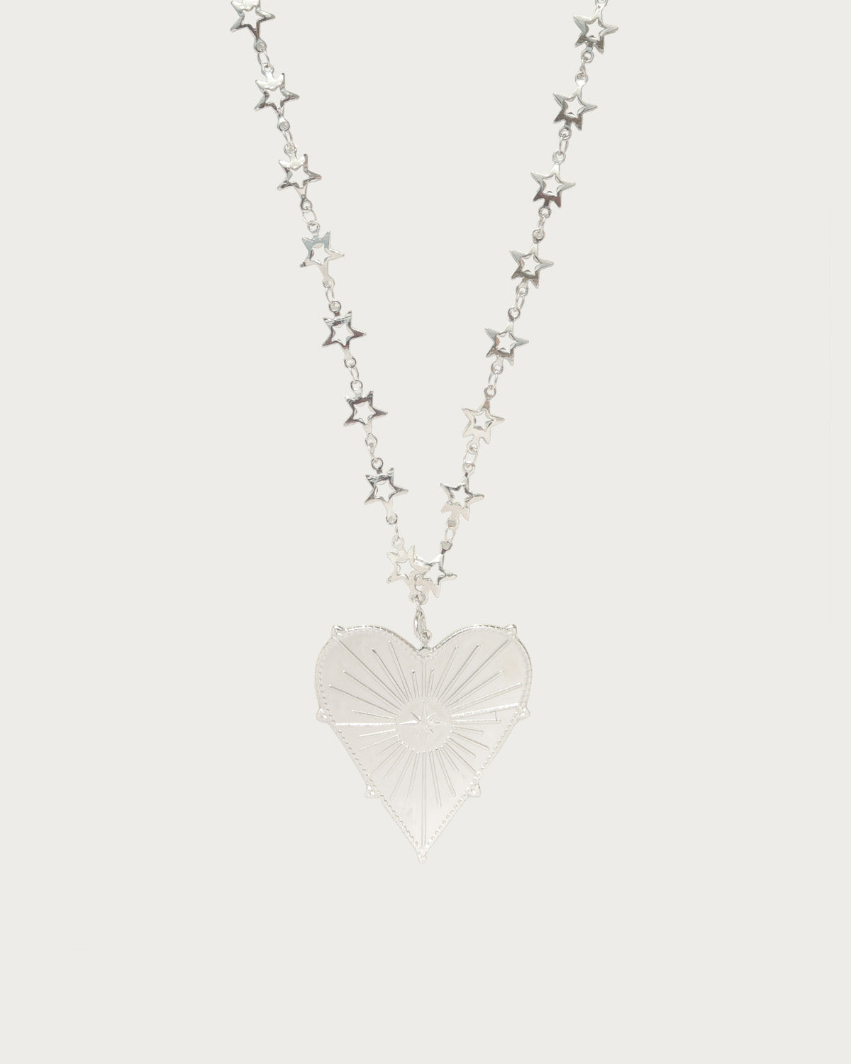 Janice Star Chain Heart Silver Pendant Necklace