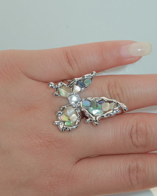 Tracy Multicolor Shell Butterfly Ring