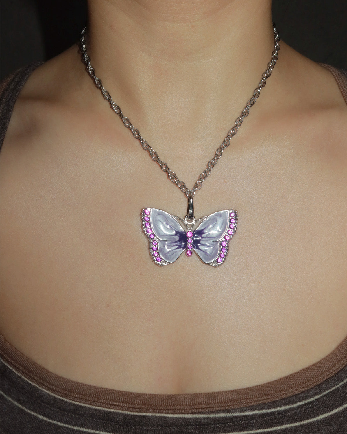 Vanessa Purple Butterfly Pendant Necklace