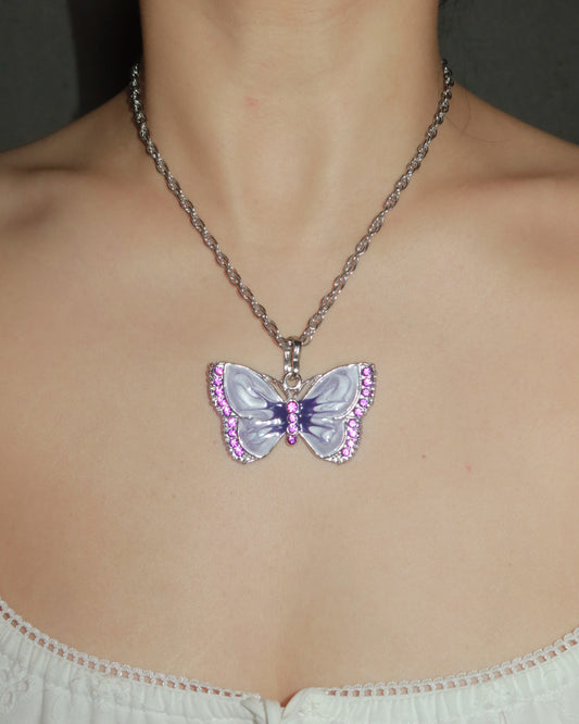 Vanessa Purple Butterfly Pendant Necklace