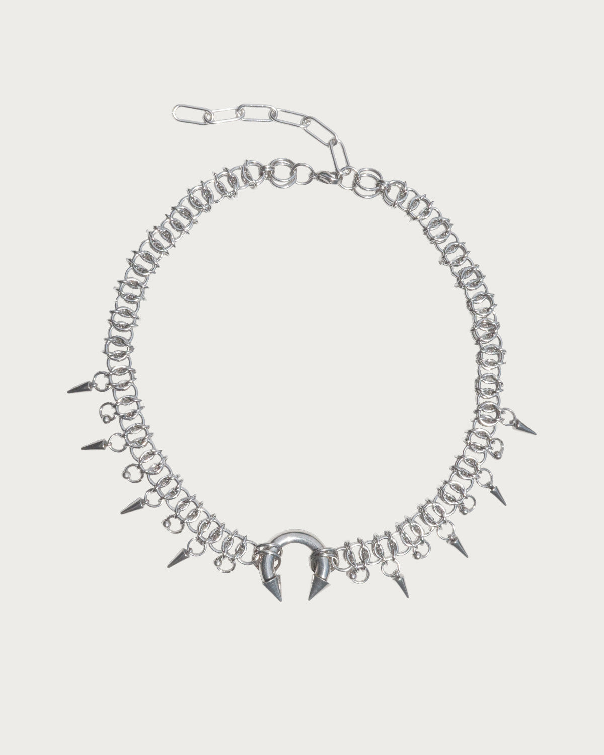 Avery Gothic Spike Silver Necklace