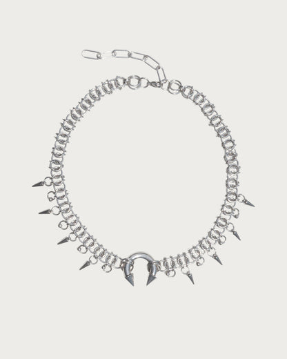 Avery Gothic Spike Silver Necklace