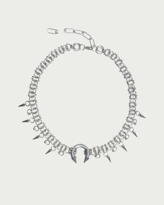 Avery Gothic Spike Silver Necklace