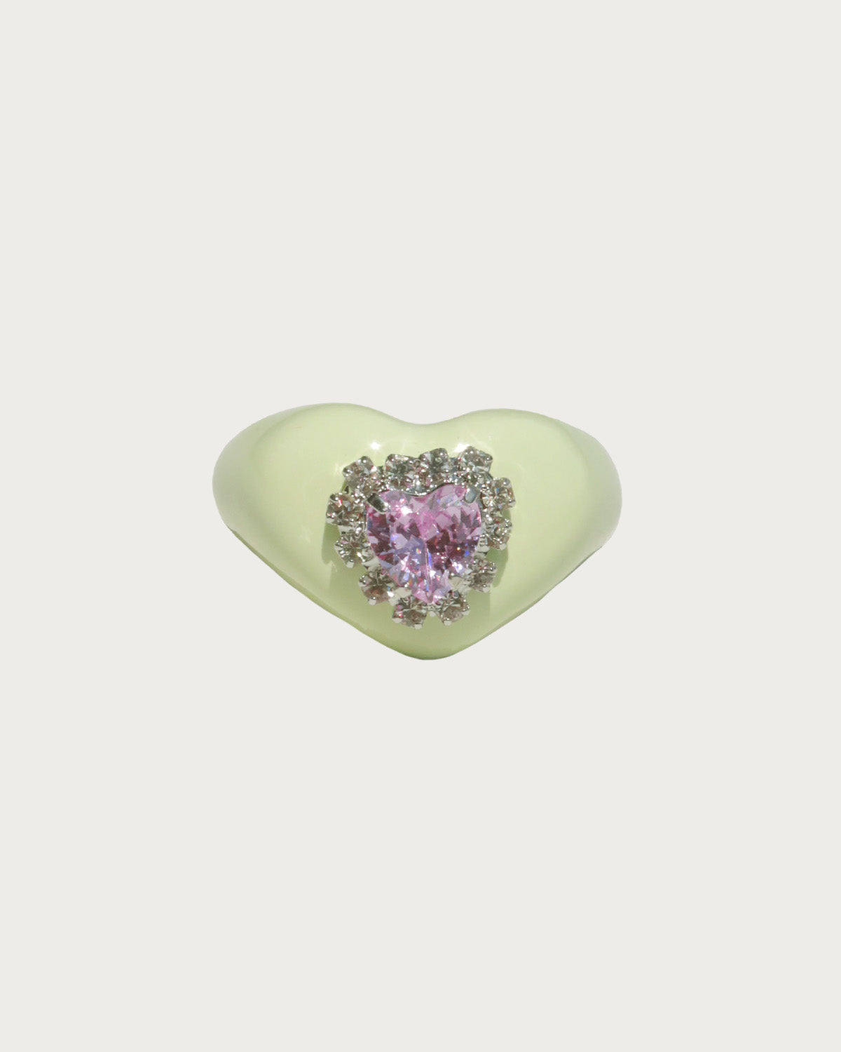 Bonbon Green Crystal Heart Ring