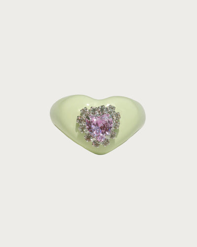 Bonbon Green Crystal Heart Ring