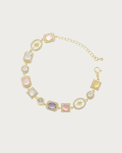 Shirley Colorful Crystal Geometric Golden Bracelet