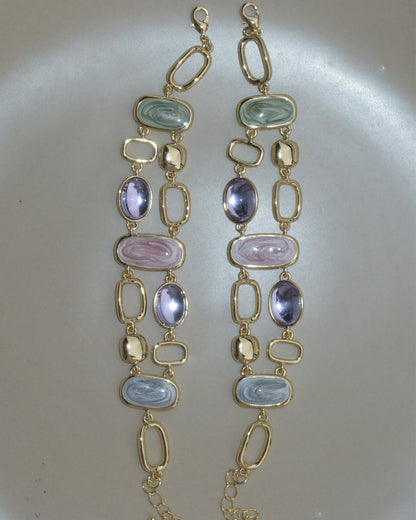 Iris Glow Colorful Crystal Golden Bracelet