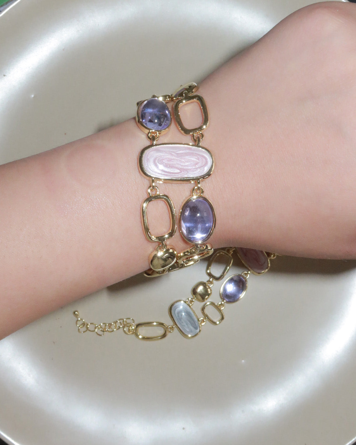Iris Glow Colorful Crystal Golden Bracelet