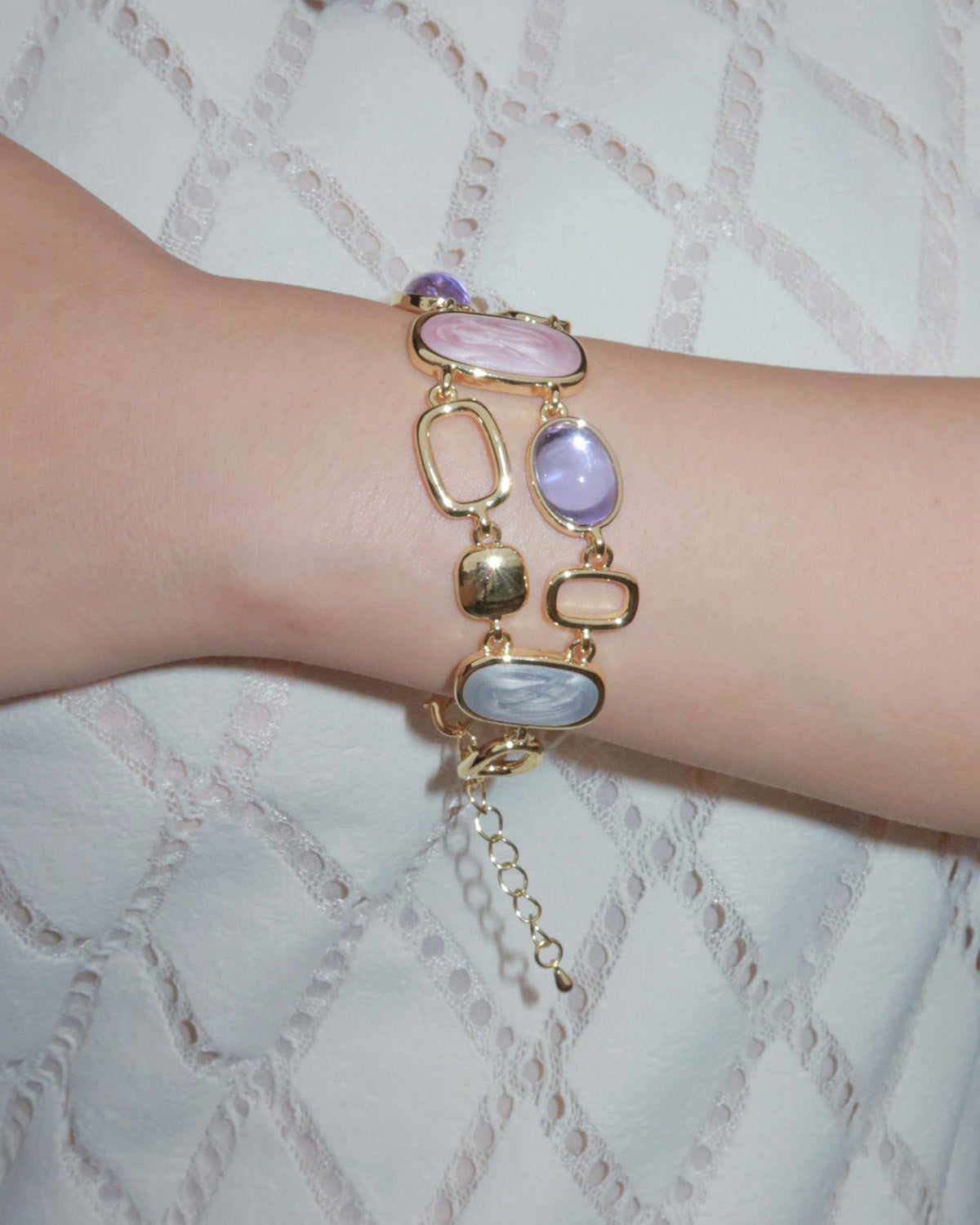Iris Glow Colorful Crystal Golden Bracelet