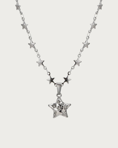 Starlit Wishes Silver Star Pendant Necklace