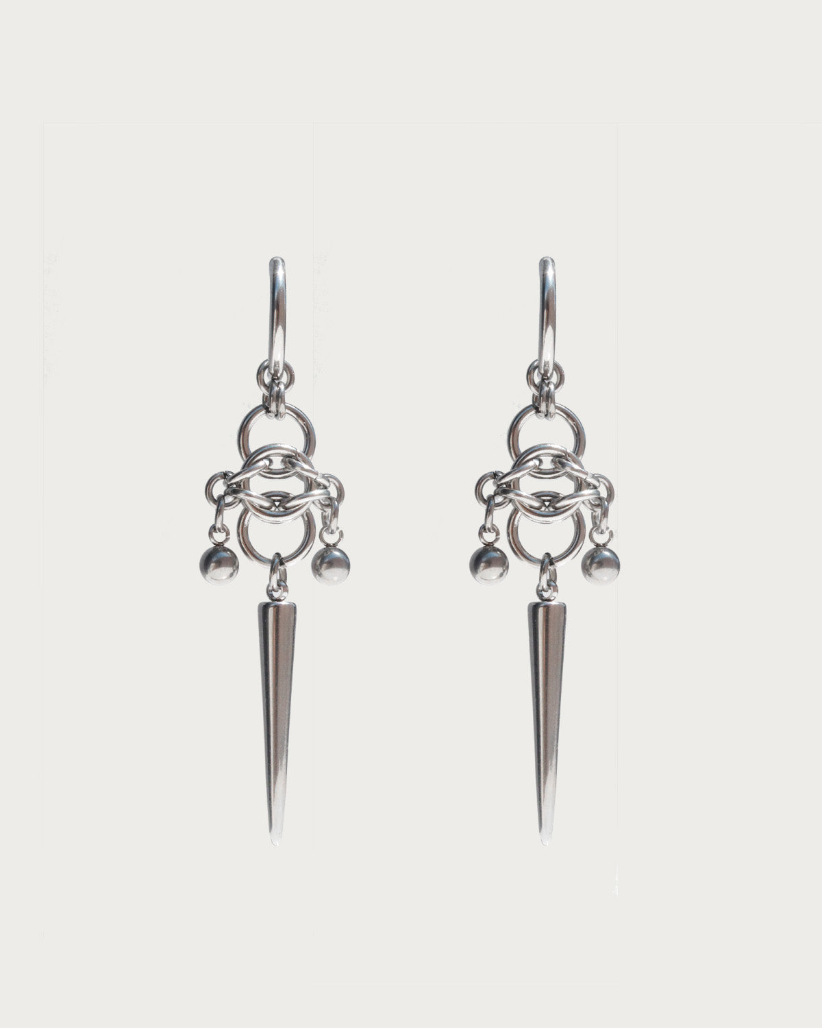 Maya Spike Silver Drop Earrings