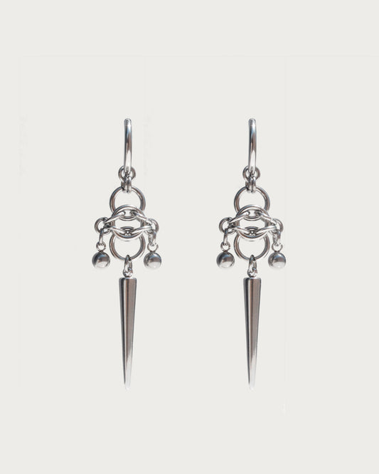 Maya Spike Silver Drop Earrings