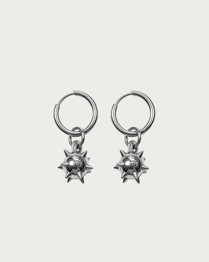 Veda Mace Charm Silver Drop Earrings