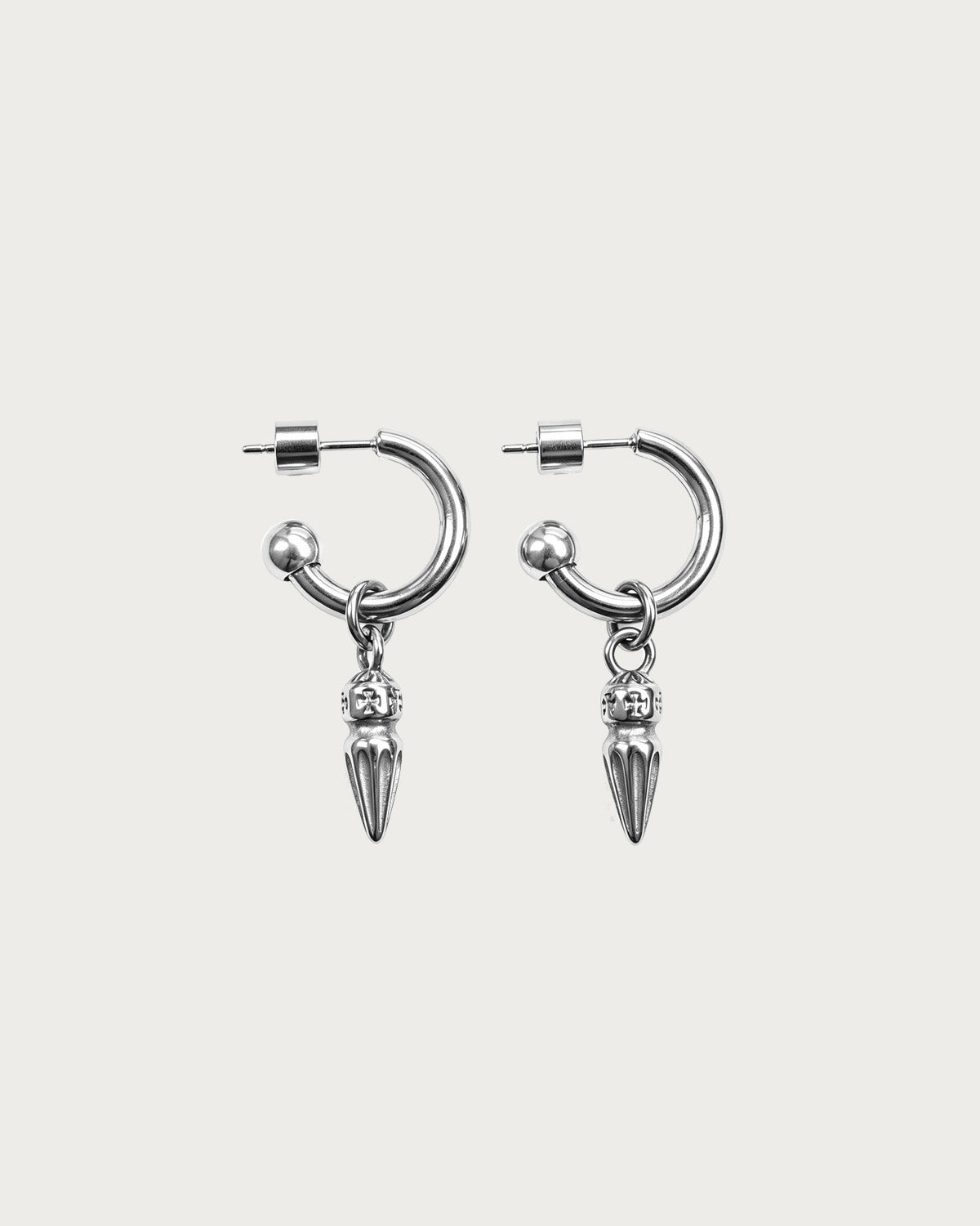 Ayla Spike Charm Silver Hoop Earrings