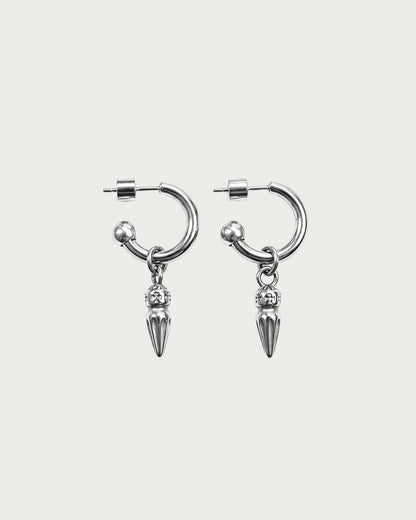 Ayla Spike Charm Silver Hoop Earrings