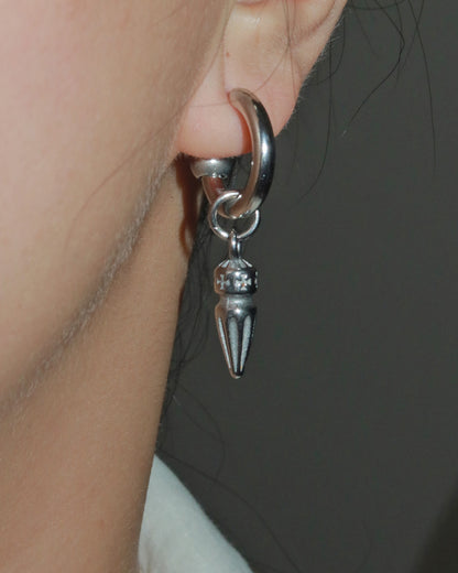 Ayla Spike Charm Silver Hoop Earrings